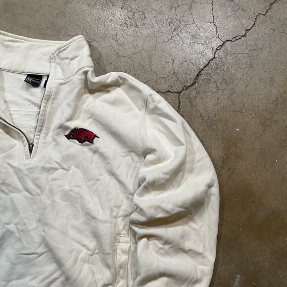 Arkansas Razorbacks Hoodie Mens Medium Tan College Football Quarter Zip - Picture 2 of 8